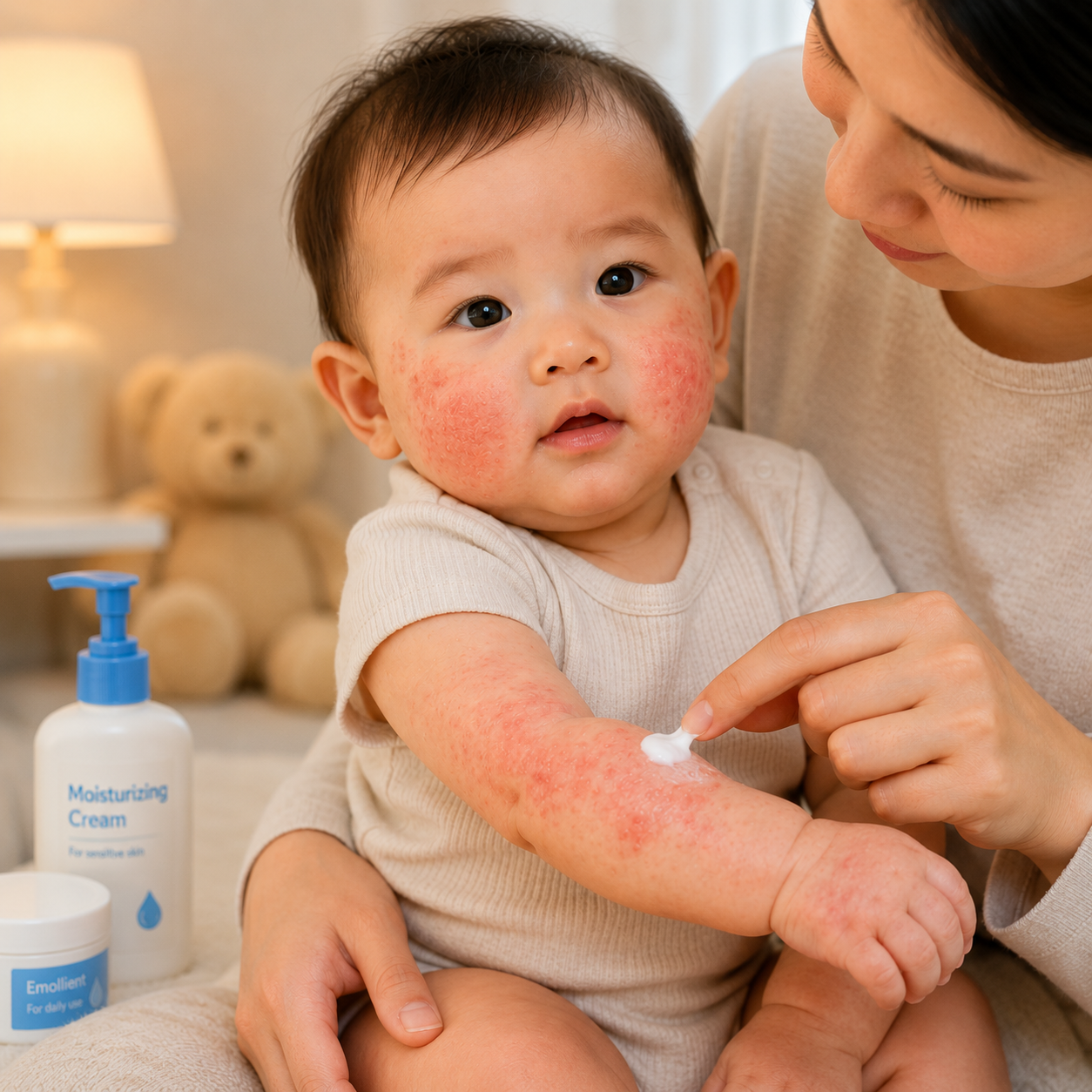 Baby with eczema — gentle medical skin treatment at DSH